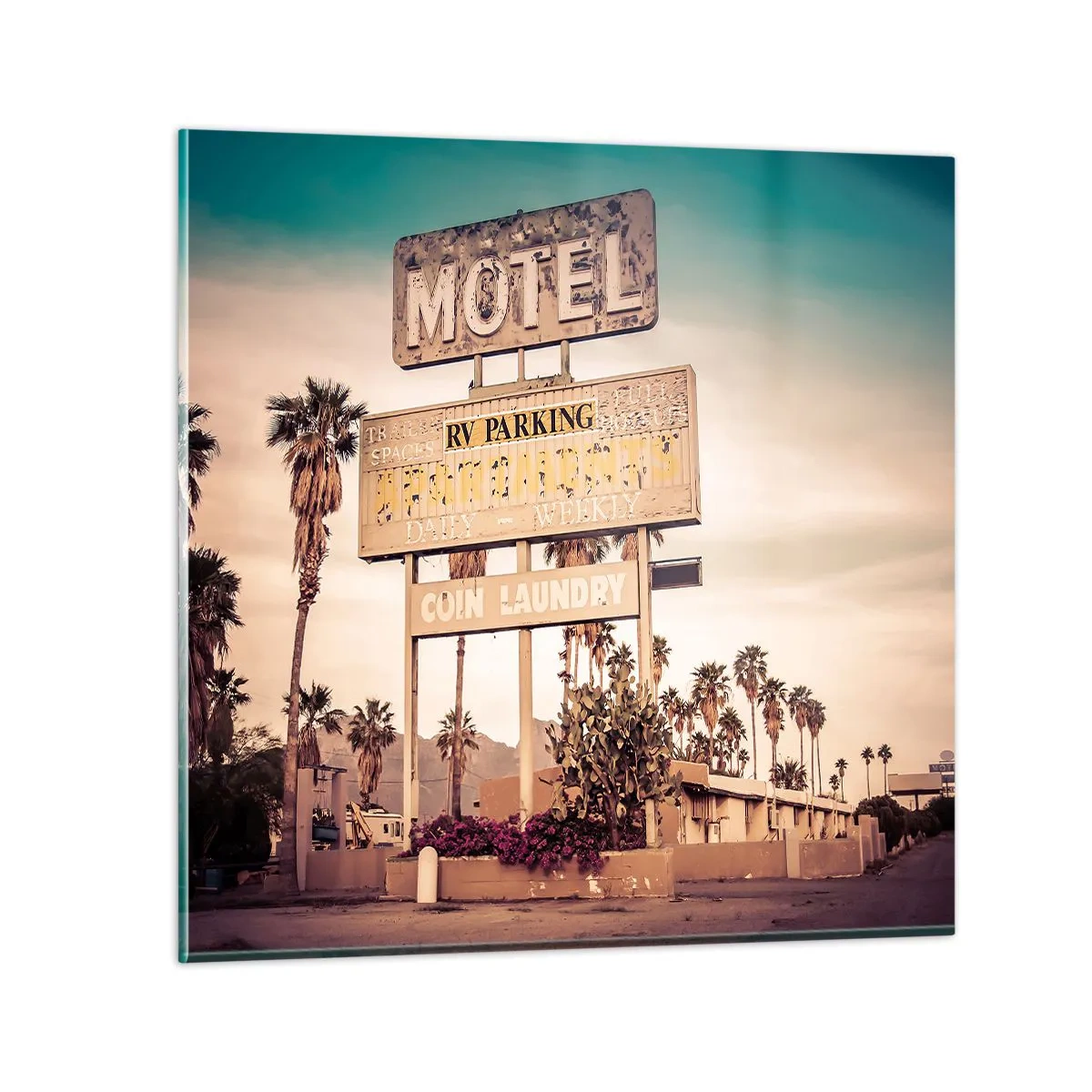 Glass picture - The Time Stopped Here - 50x50 cm