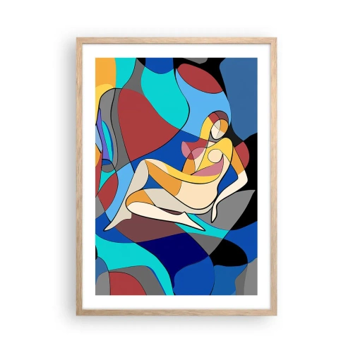Poster in light oak frame - Cubist Nude - 50x70 cm