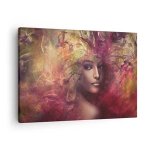 Canvas picture - A woman in abstract colors creating a dynamic background - 70x50cm - I Am Here! - Modern wall decoration for the living room and bedroom ARTTOR