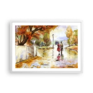 Poster in white frmae - Romantic Autumn in a Park - 70x50 cm