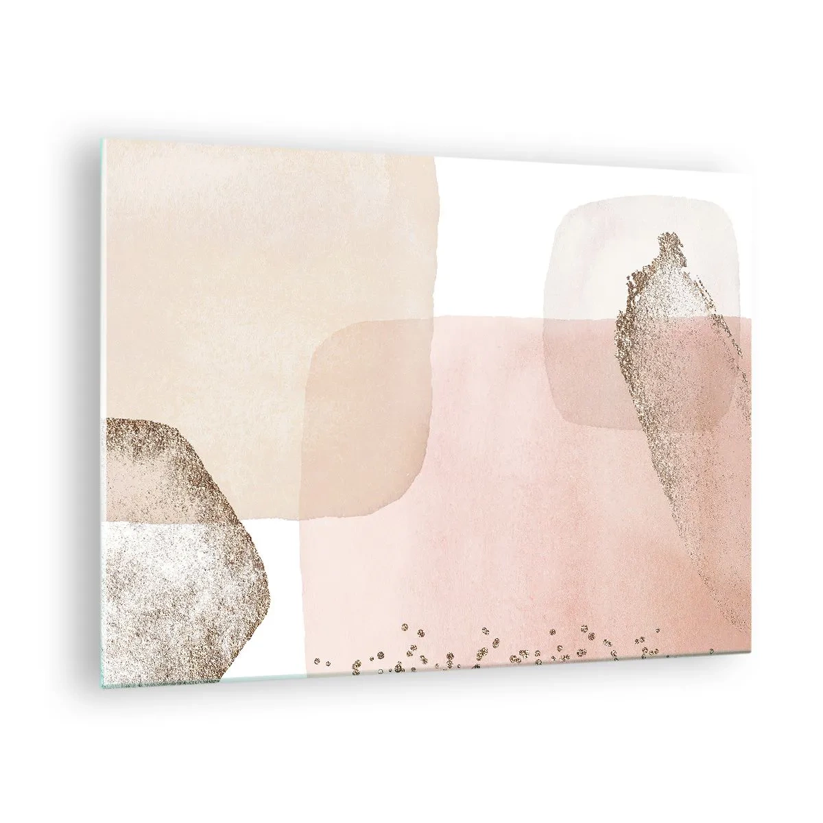 Glass picture - An abstract composition in shades of pink, beige and gold. - 70x50cm - Look through Colour - Modern wall decoration for the living room and bedroom ARTTOR