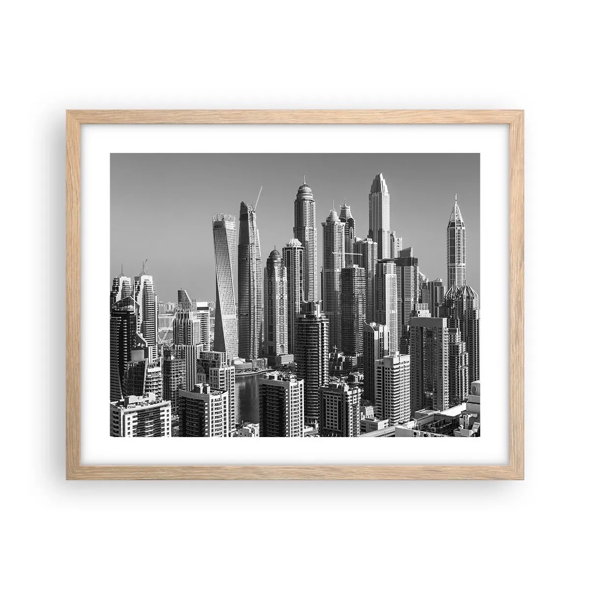 Poster in light oak frame - City over a Desert - 50x40 cm