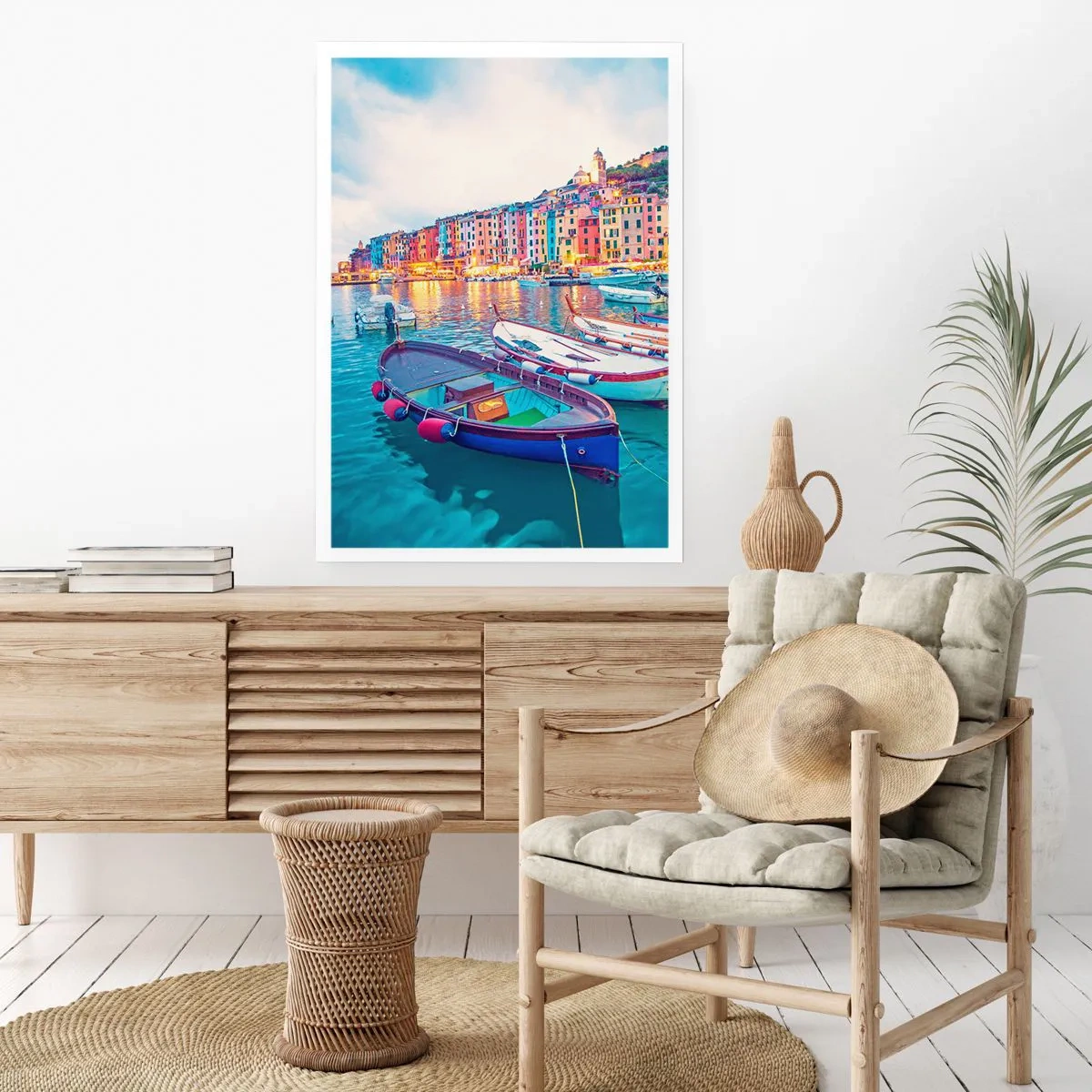 Poster - Colourful Evening in a Port - 70x100 cm