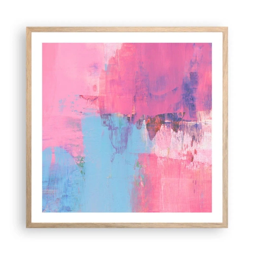Poster in light oak frame - Pink, Blue and a Pinch of Light - 60x60 cm