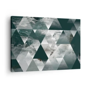 Canvas picture - Geometric pattern with a wave motif in shades of green - 70x50cm - Crystal Perspective - Modern wall decoration for the living room and bedroom ARTTOR