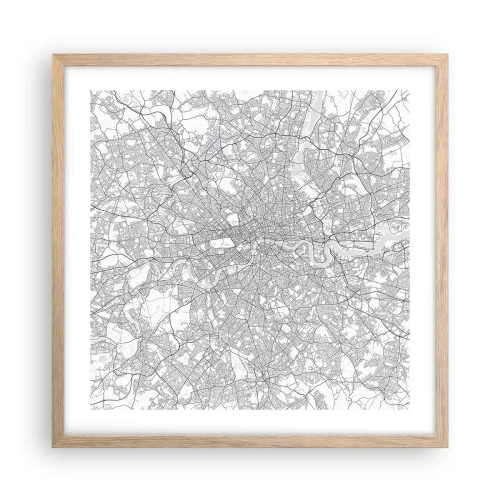 Poster in light oak frame - Map of London Maze - 50x50 cm