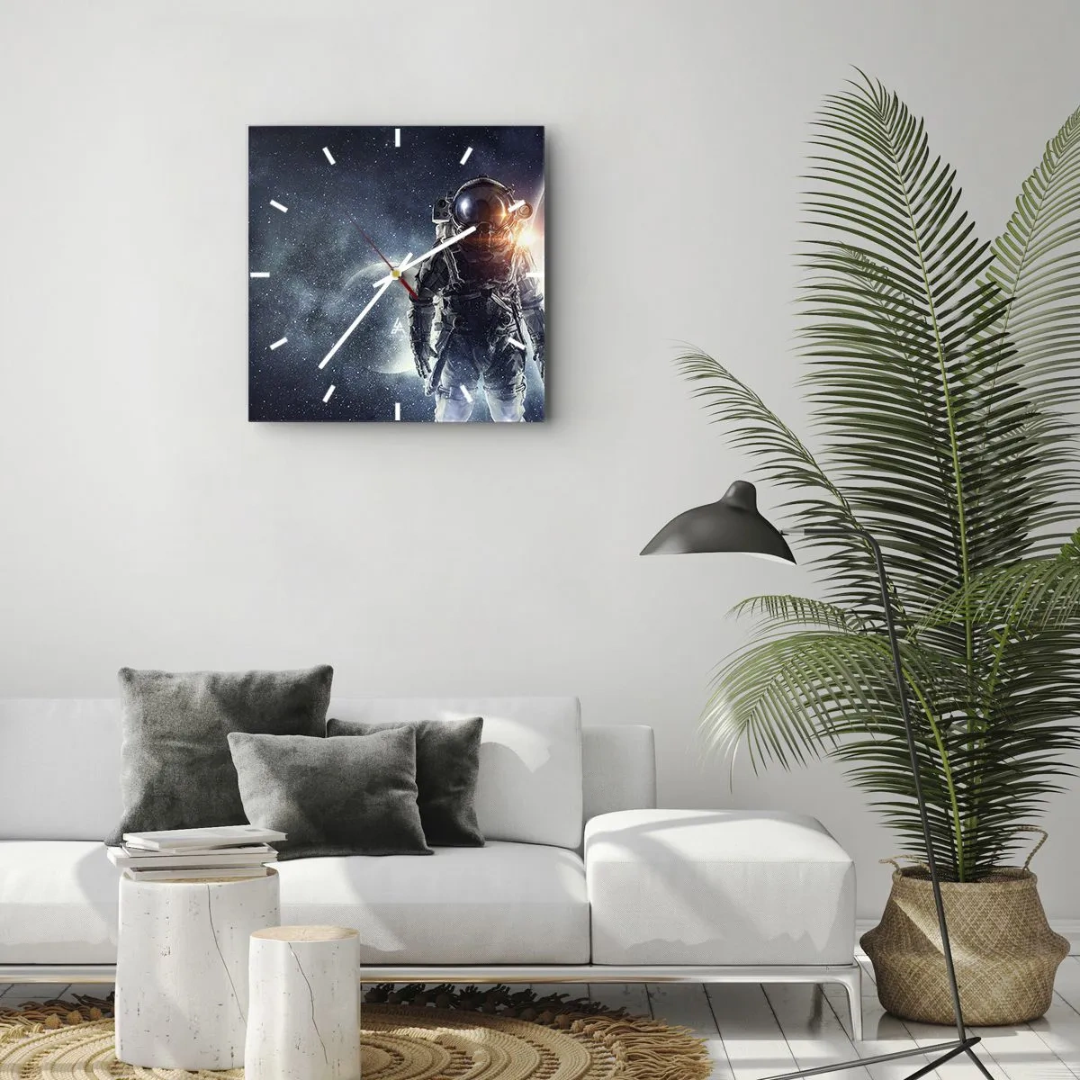 Wall clock - Clock on glass - Space Adventure - 30x30 cm