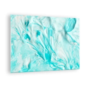 Glass picture - Abstract blue and white patterns resembling wave motion - 70x50cm - Together Forever - Modern wall decoration for the living room and bedroom ARTTOR