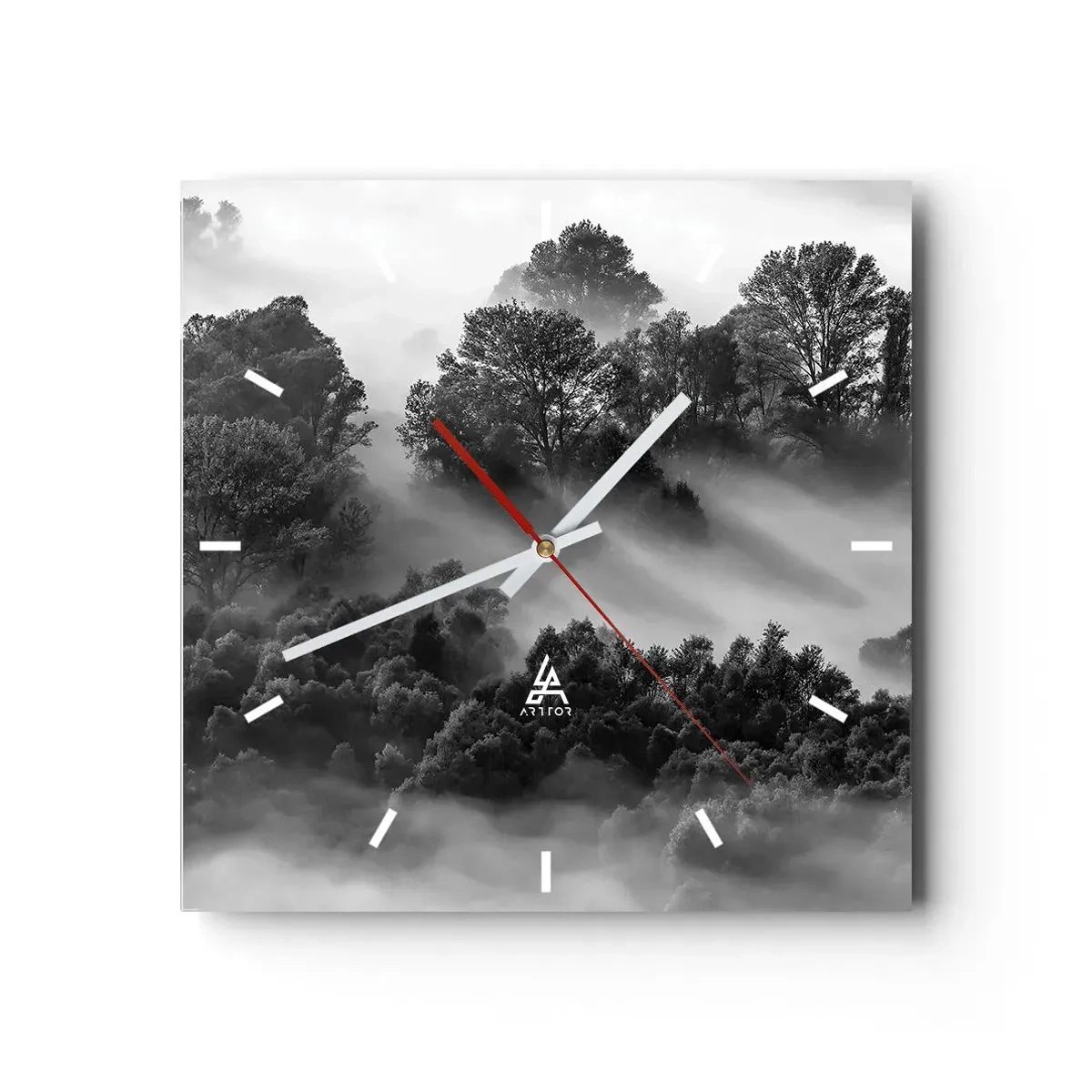 Wall clock - Clock on glass - Rising from a Sleep - 40x40 cm