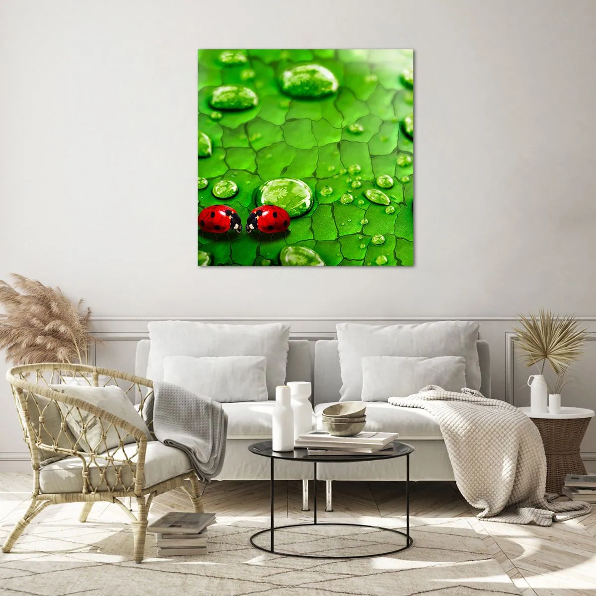 Glass picture - Encounter in Green - 70x70 cm