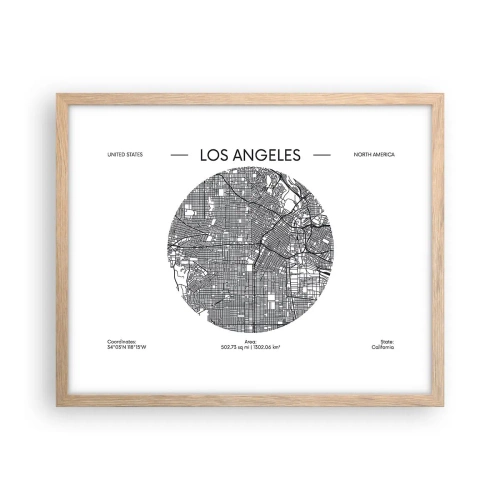 Poster in light oak frame - Anatomy of Los Angeles - 50x40 cm