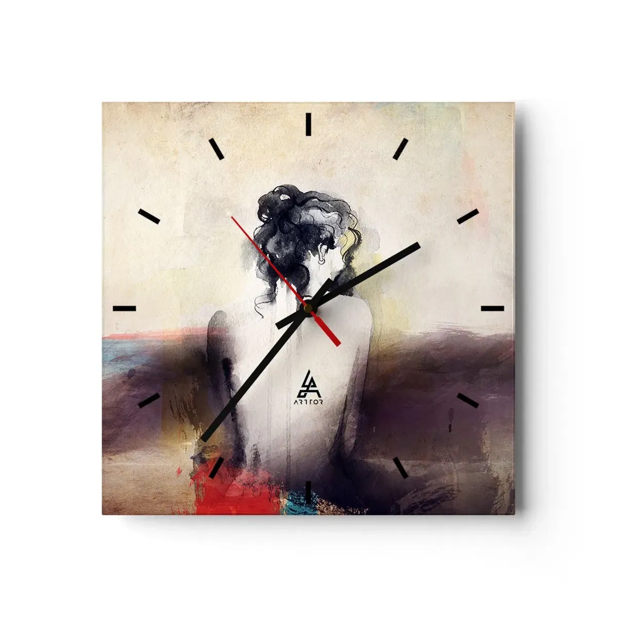 Wall clock - Clock on glass - Gentle Lines, Oval Shapes - 30x30 cm