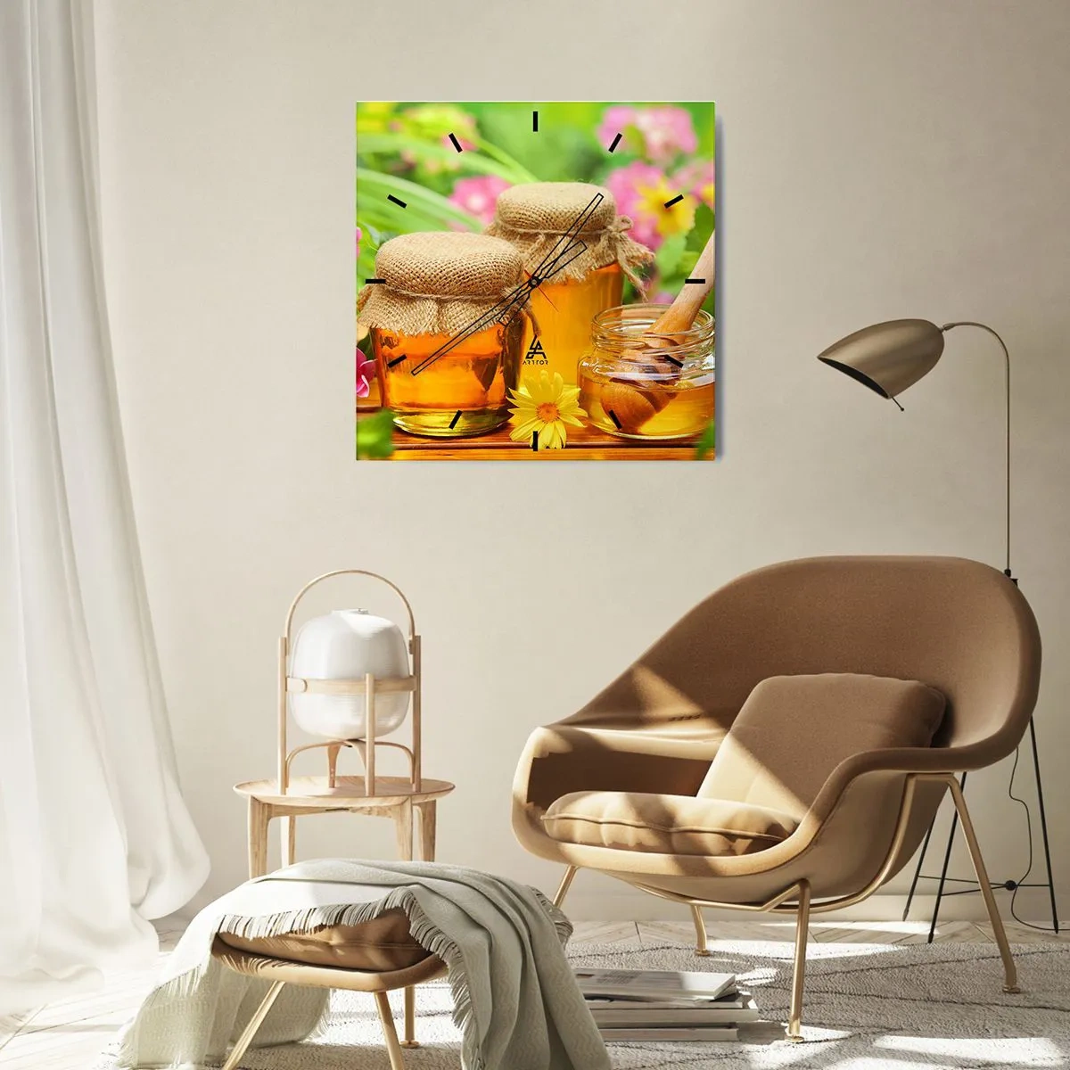 Wall clock - Clock on glass - Sweet and Flowery - 40x40 cm