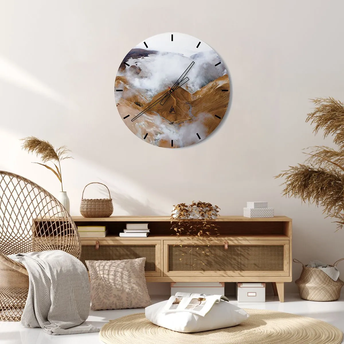 Wall clock - Clock on glass - Severe Beauty of Iceland - 40x40 cm