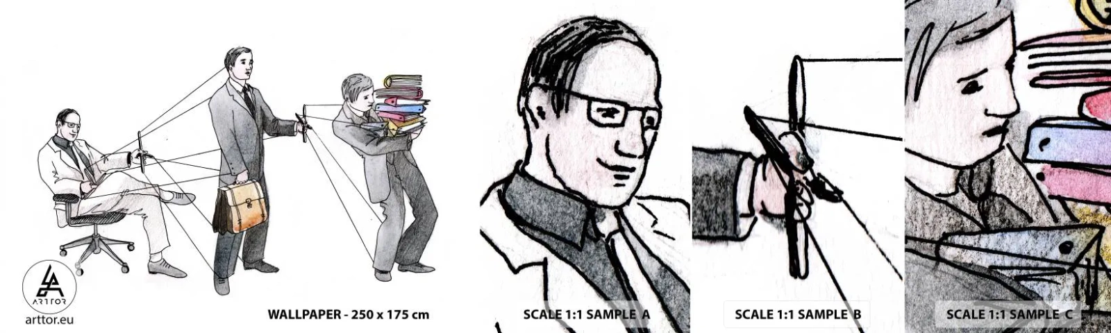 Photo Wallpaper Sample Standard Eco - Everyone Is Someone Else's Puppet - Abstraction, Man, Work - 100x30 cm