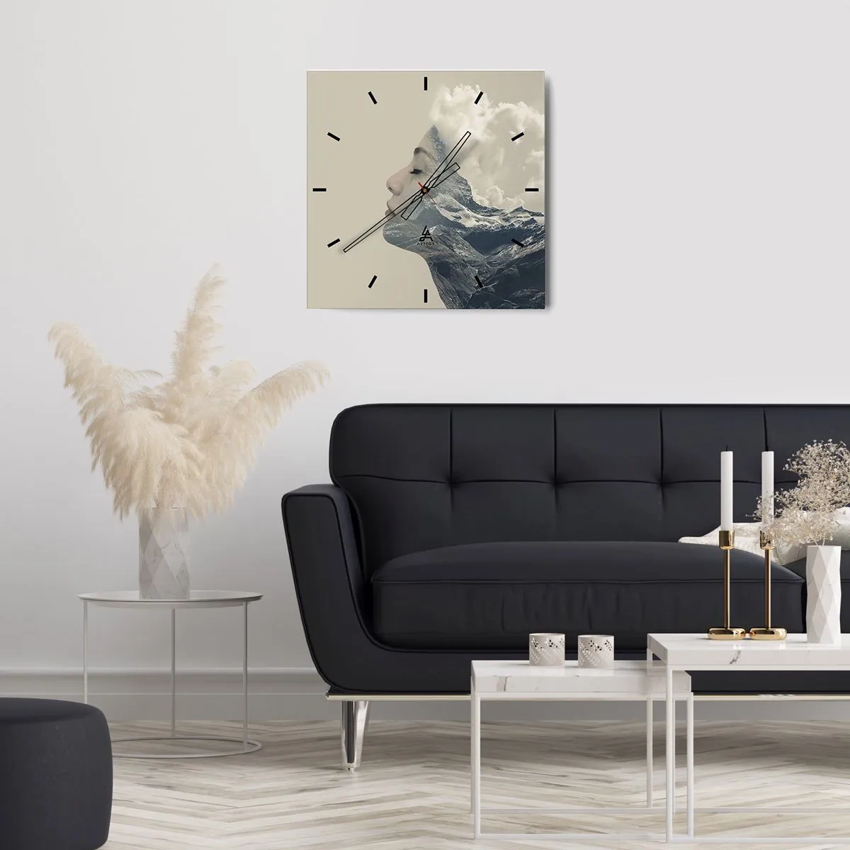 Wall clock - Clock on glass - Beauty of Elements - 30x30 cm