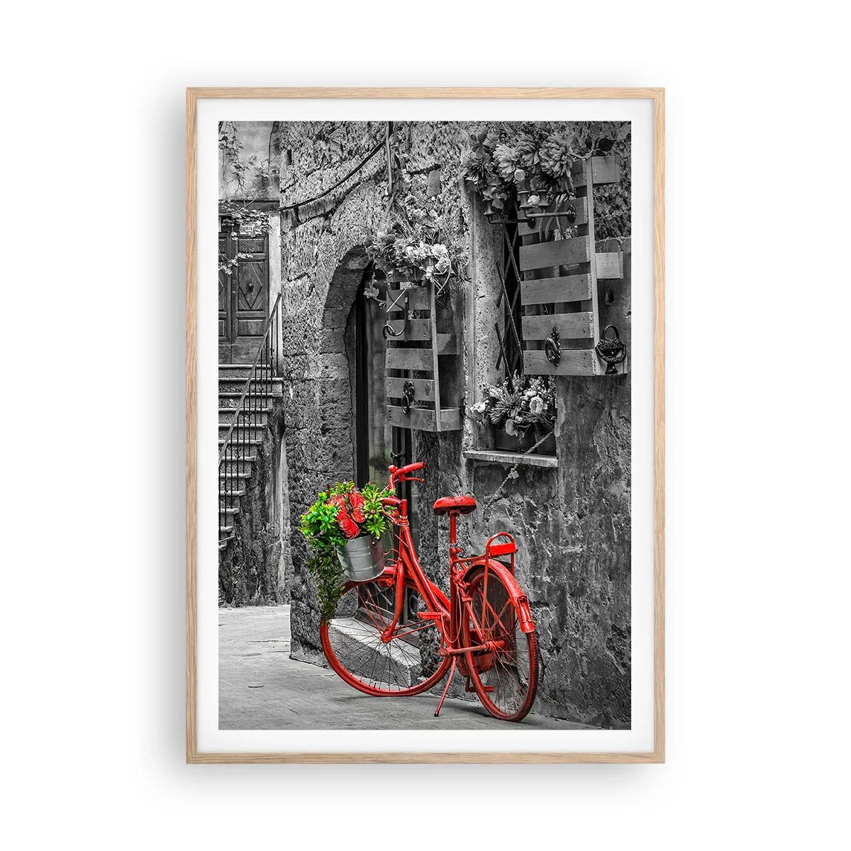 Poster in light oak frame - Tuscan Alley - 70x100 cm