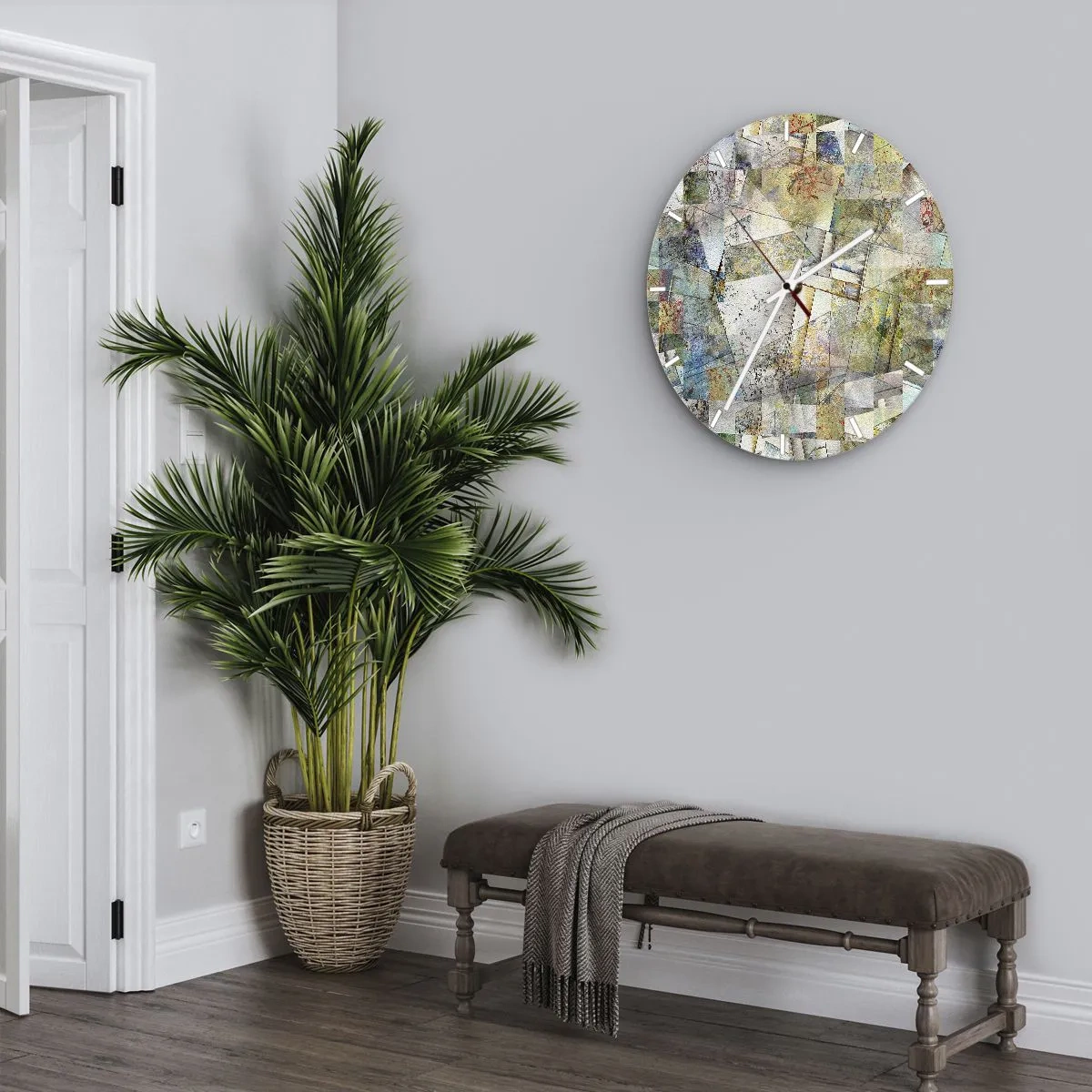 Wall clock - Clock on glass - Geometric Reshuffling - 40x40 cm