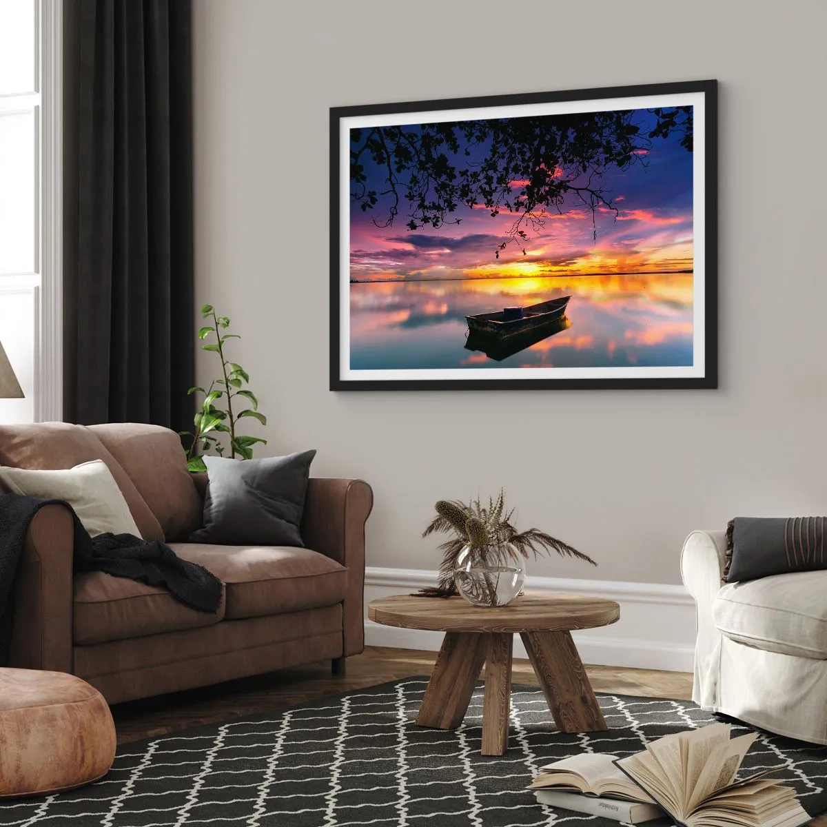 Poster in black frame - Serenity of the Lake - 91x61 cm