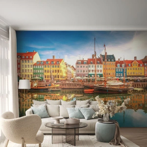 Photo Wallpaper Standard Eco - By Water Smooth as a Mirror - Landscape, Architecture, Copenhagen - 350x256 cm