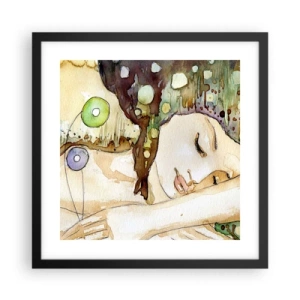 Poster in black frame - Emerald and Violet Dream - 40x40 cm