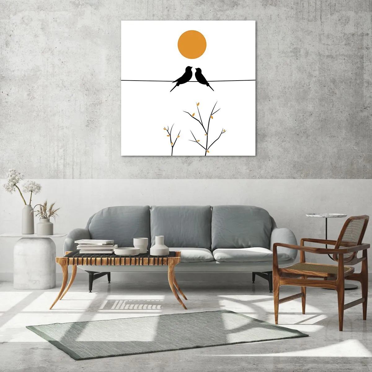 Glass picture - Nightingale Evening - 40x40 cm