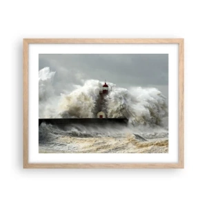 Poster in light oak frame - Rage of the Ocean - 50x40 cm