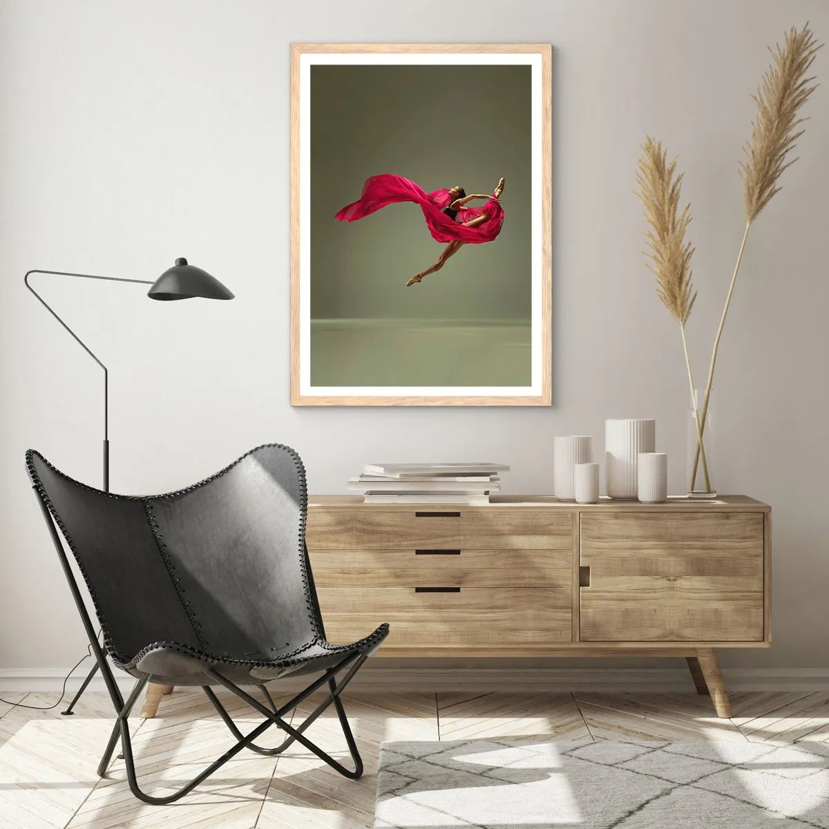 Poster in light oak frame - Dancing Flame - 50x70 cm