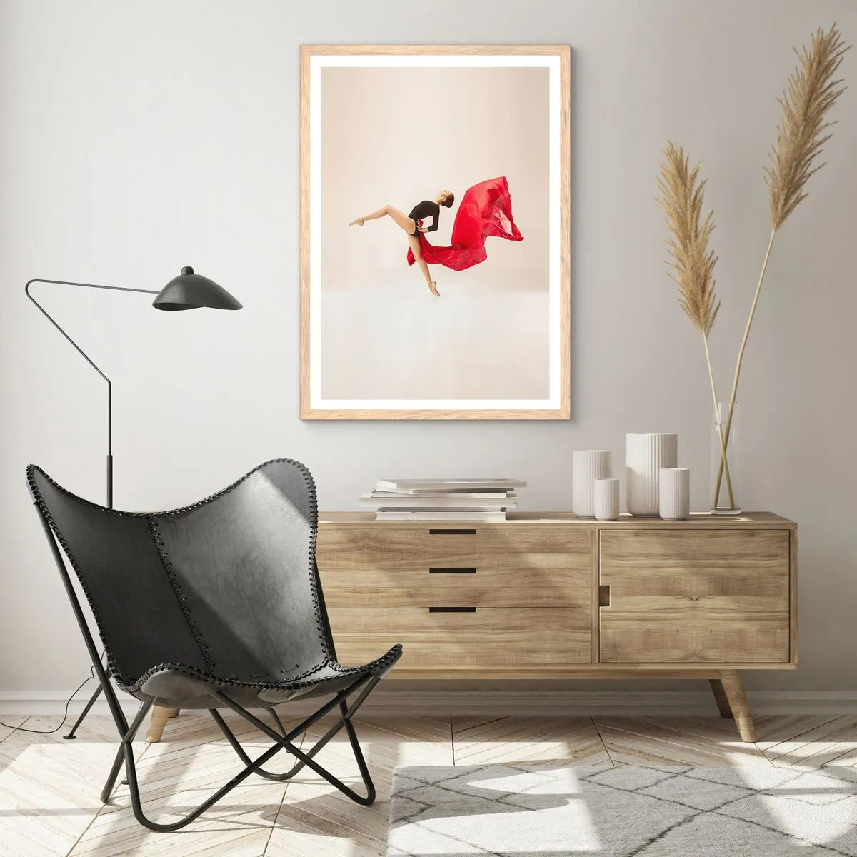 Poster in light oak frame - Red and Black - 50x70 cm