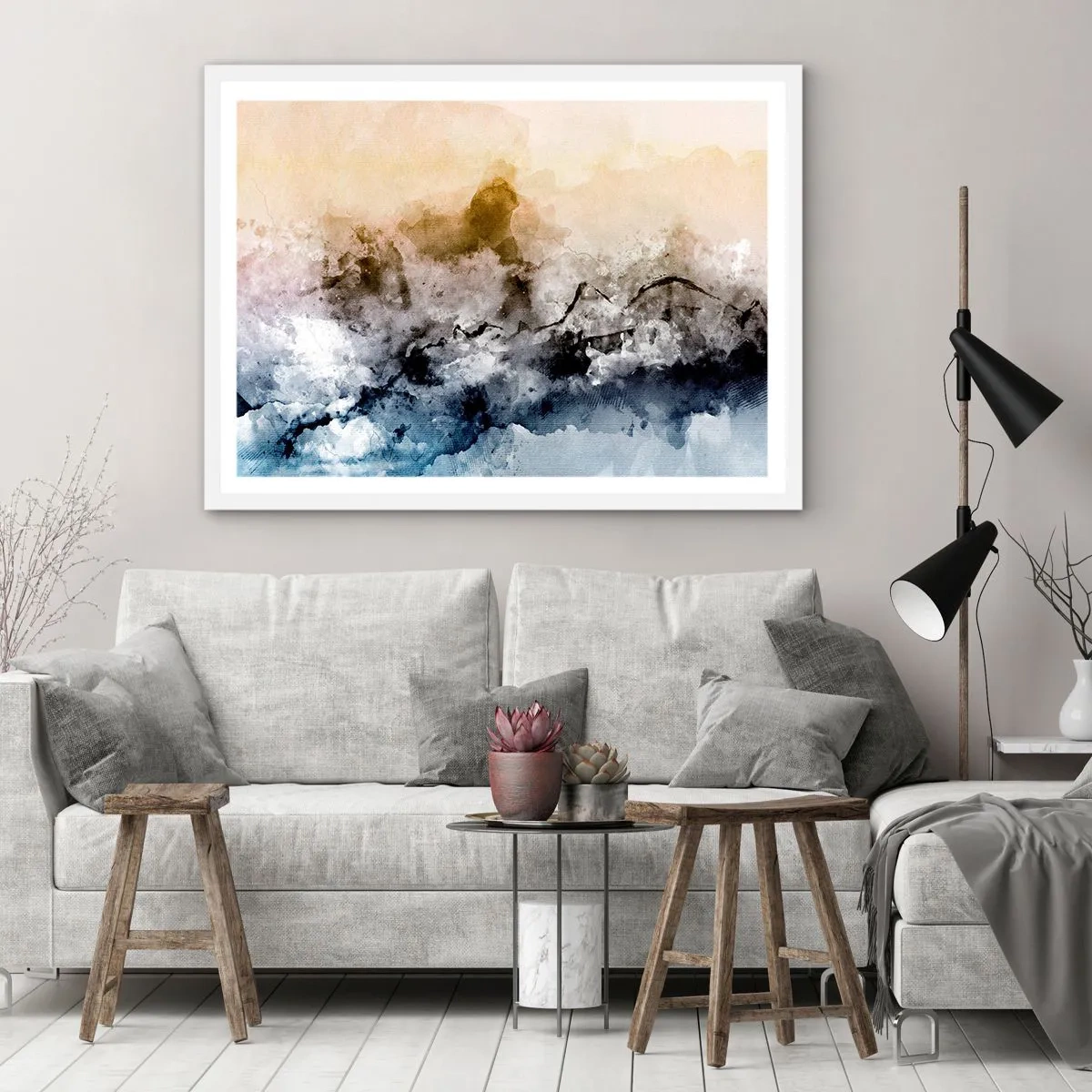 Poster in white frmae - Drowned in Fog - 70x50 cm