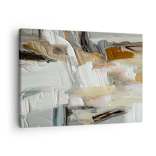 Canvas picture - Textural abstraction in earth tones and white - 70x50cm - Layers of Colour - Modern wall decoration for the living room and bedroom ARTTOR