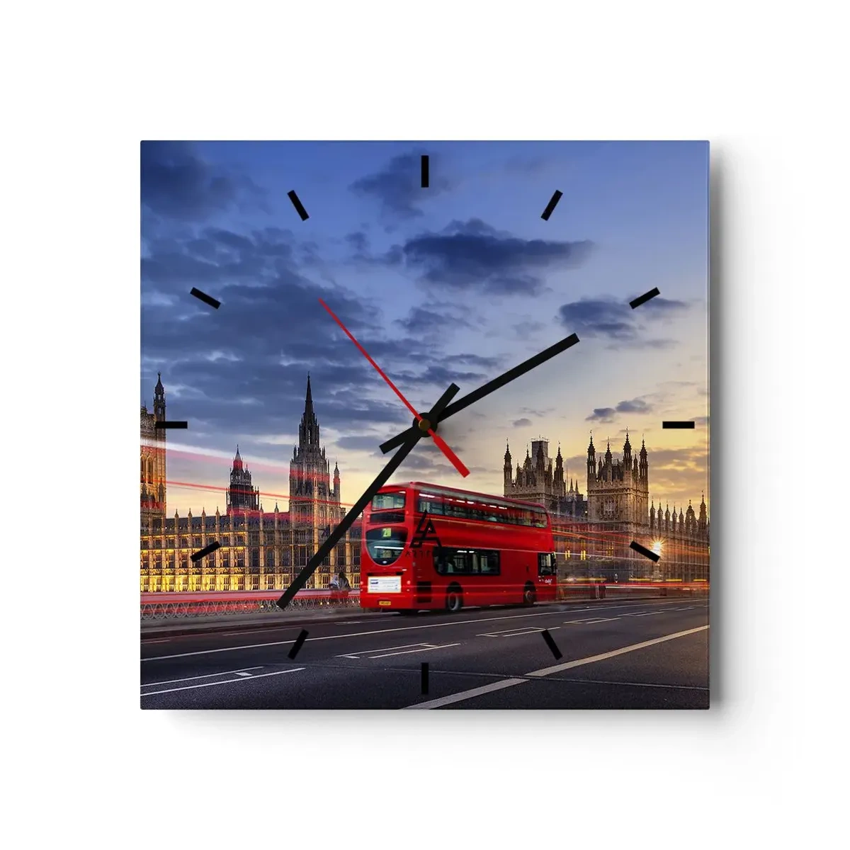 Wall clock - Clock on glass - Characteristic Landmarks - 40x40 cm