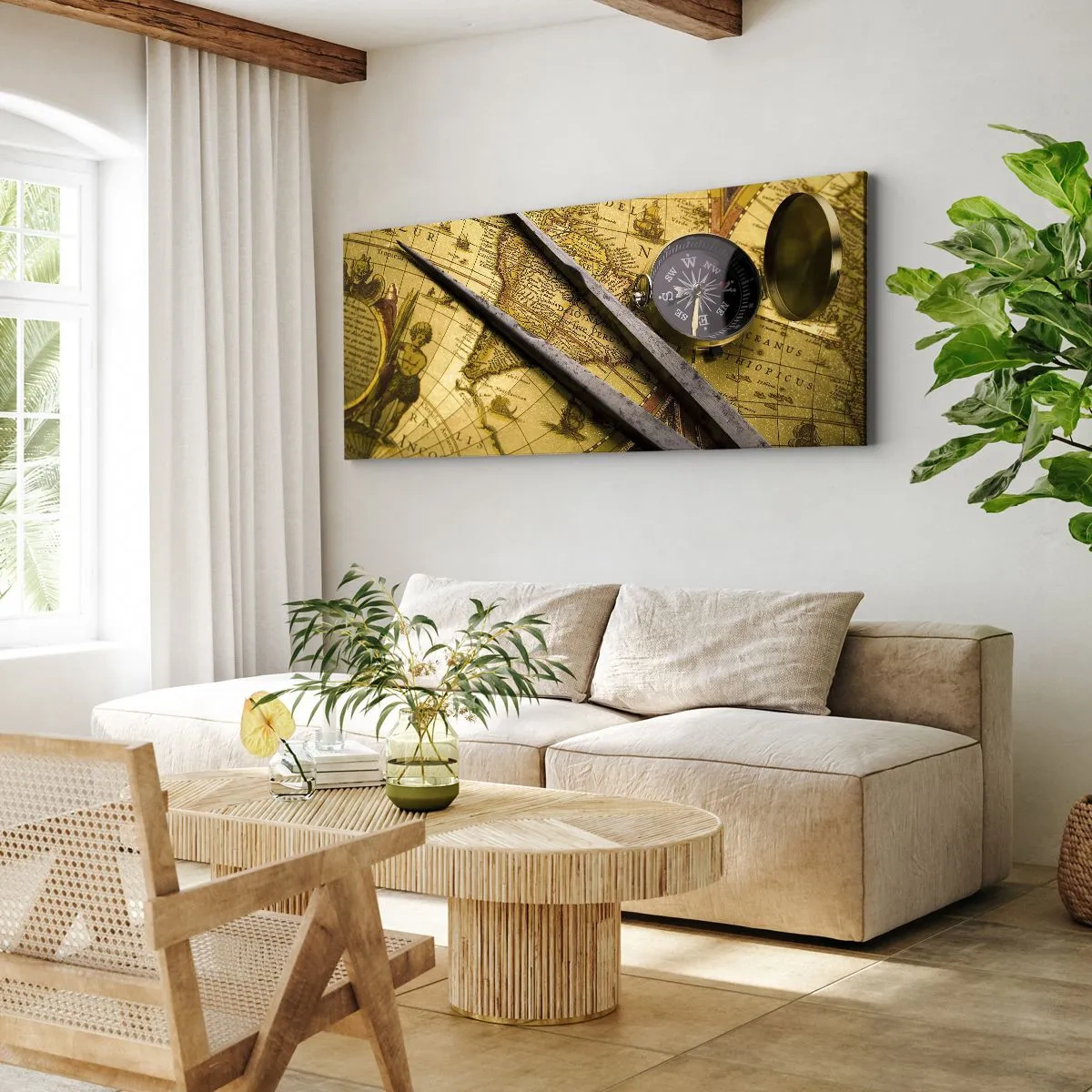 Canvas picture - With a Compass through the Seas - 90x30 cm