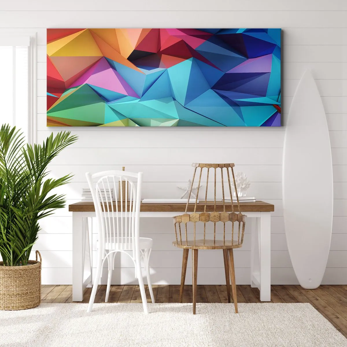 Canvas picture - Rainbow Origami - 100x40 cm