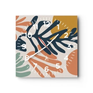 Wall clock - Clock on glass - Coral Sea - 30x30 cm