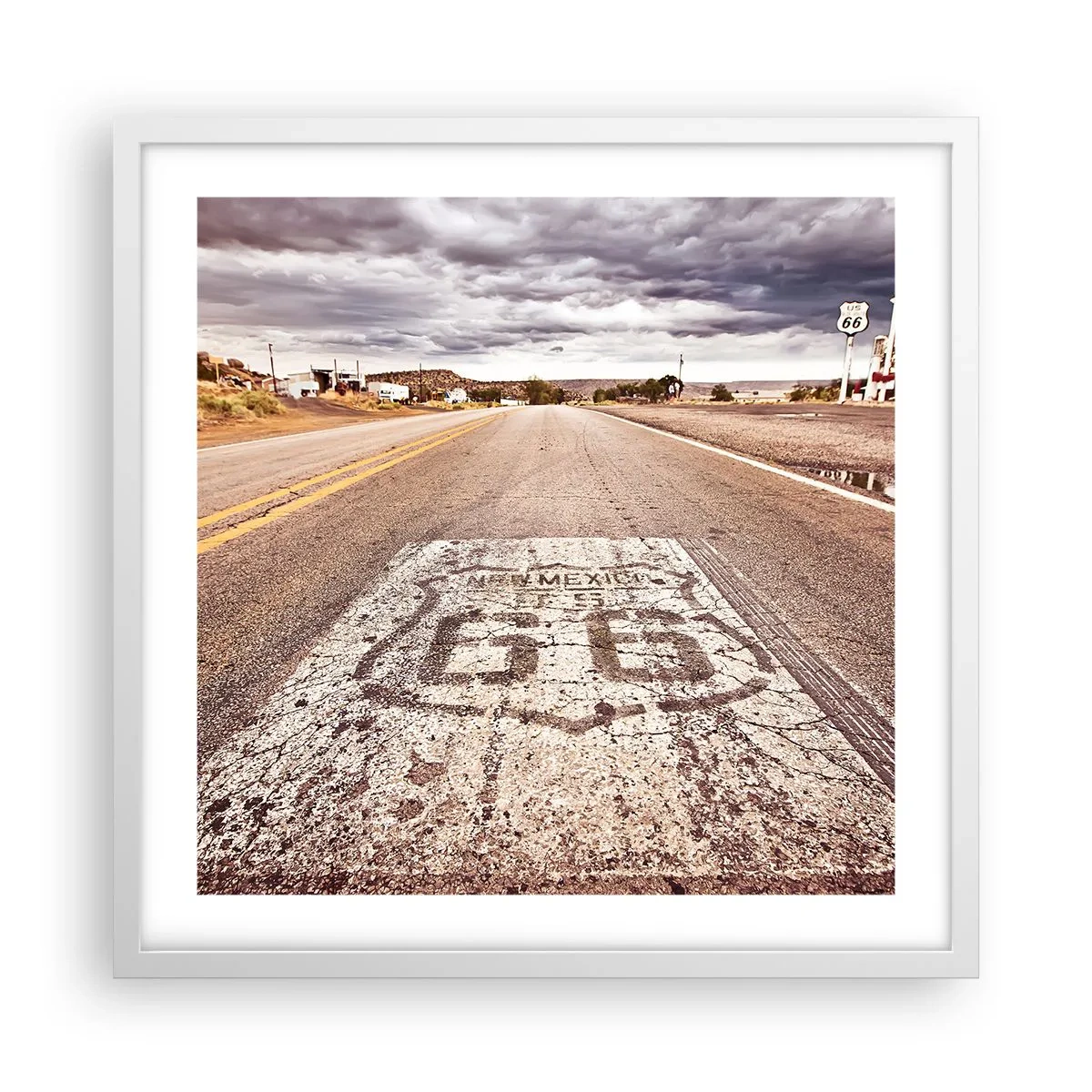 Poster in white frmae - Mother Road - American Legend - 50x50 cm