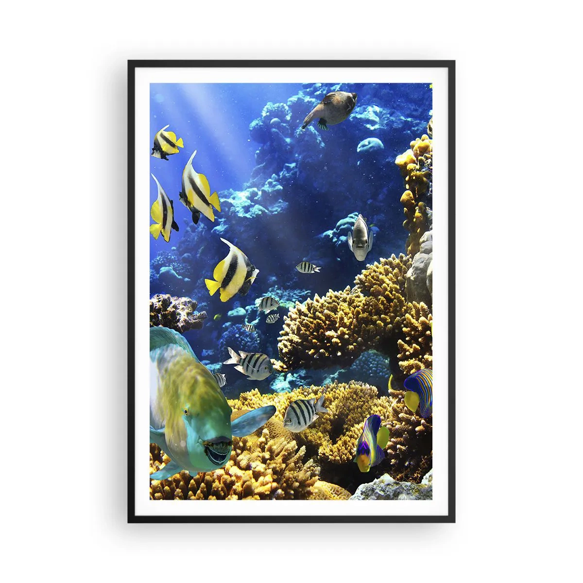Poster in black frame - Big Traffic to Holiday Destination - 70x100 cm