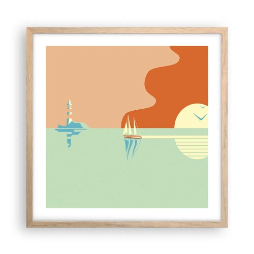 Poster in light oak frame - Ideal Sea Landscape - 50x50 cm