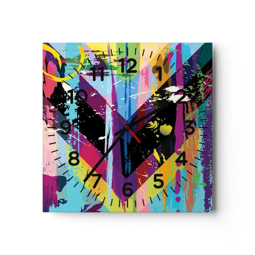Wall clock - Clock on glass - From Top to Bottom - 30x30 cm