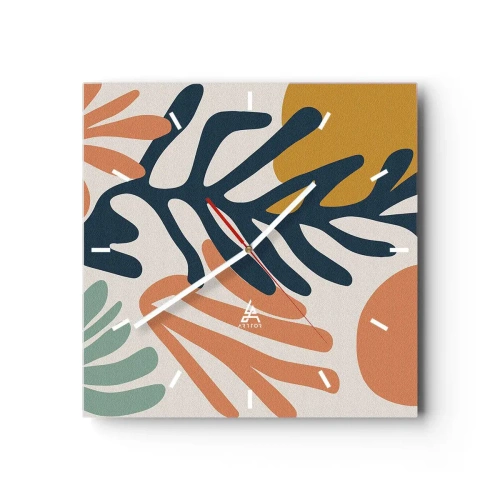 Wall clock - Clock on glass - Coral Sea - 30x30 cm