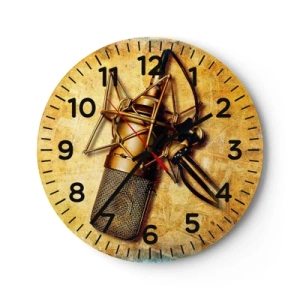 Wall clock - Clock on glass - Golden Years of the Radio - 30x30 cm