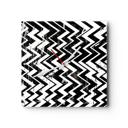 Wall clock - Clock on glass - Zig-White Zag-Black - 40x40 cm