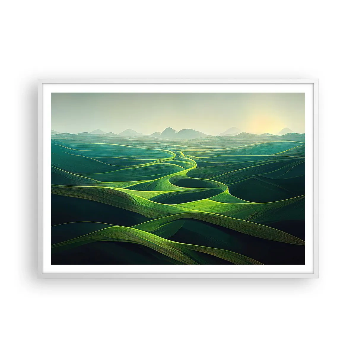 Poster in white frmae - In Green Valleys - 100x70 cm