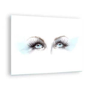 Glass picture - The subtle look of blue eyes in an artistic composition - 70x50cm - Eyes ofaAn Angel? - Modern wall decoration for the living room and bedroom ARTTOR