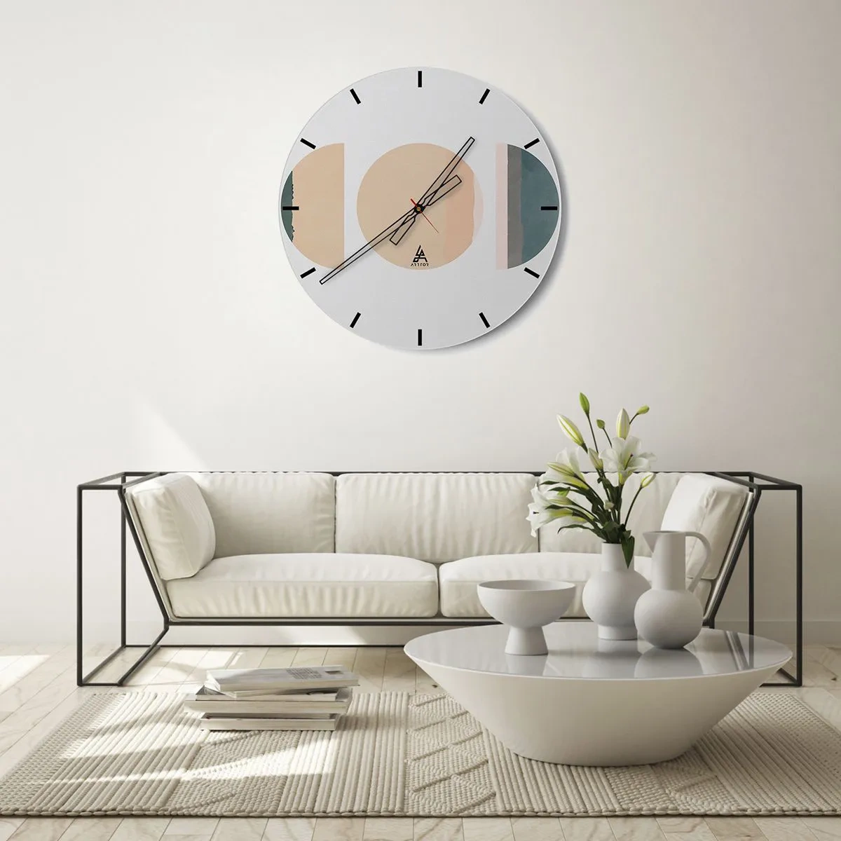 Wall clock - Clock on glass - Wheel after a Wheel - 30x30 cm