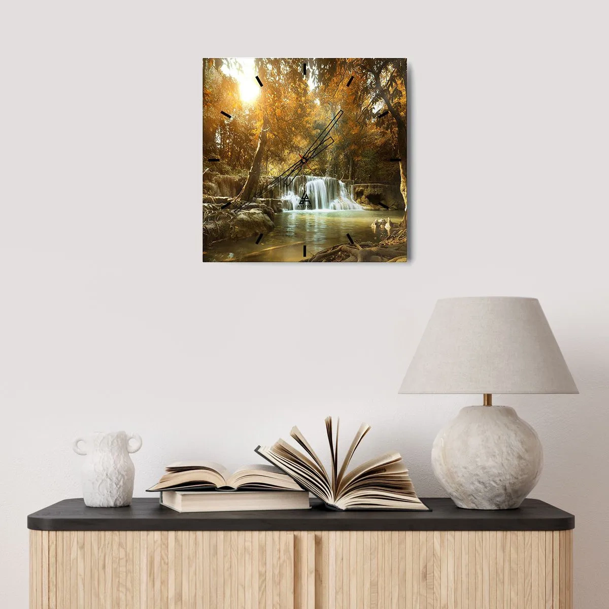 Wall clock - Clock on glass - Park Cascade - 40x40 cm