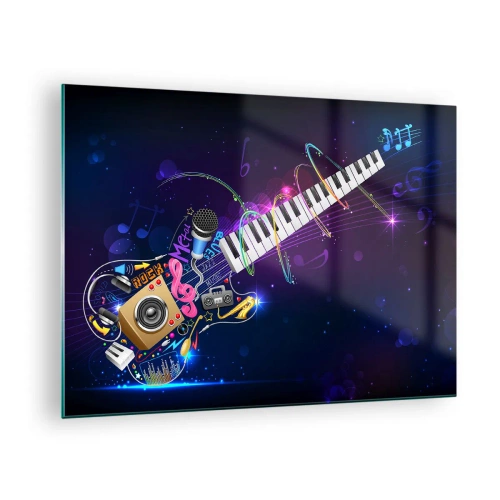 Glass picture - Colorful musical composition with instruments and notes - 70x50cm - All Is Well - Modern wall decoration for the living room and bedroom ARTTOR