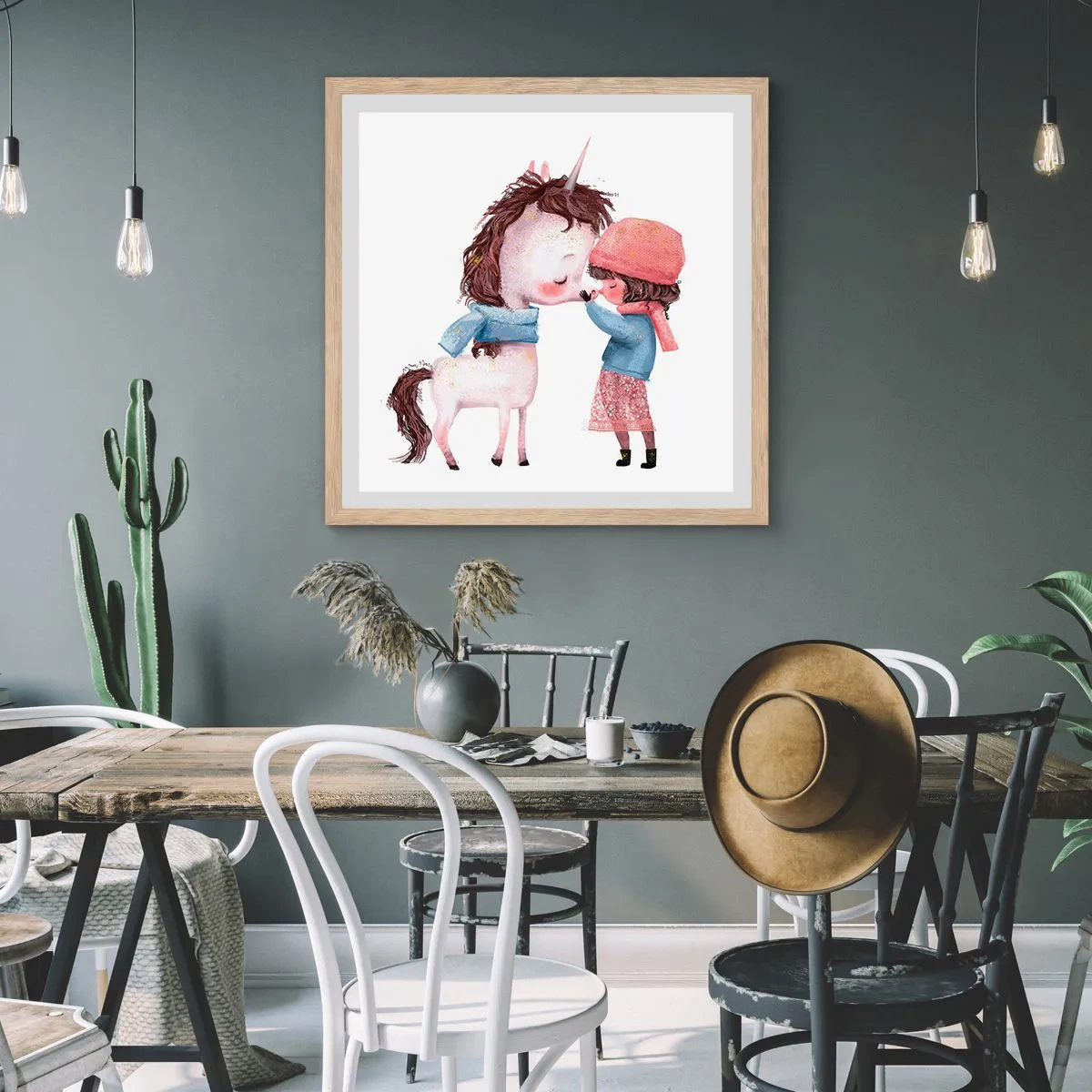 Poster in light oak frame - Winter Tale - 30x30 cm