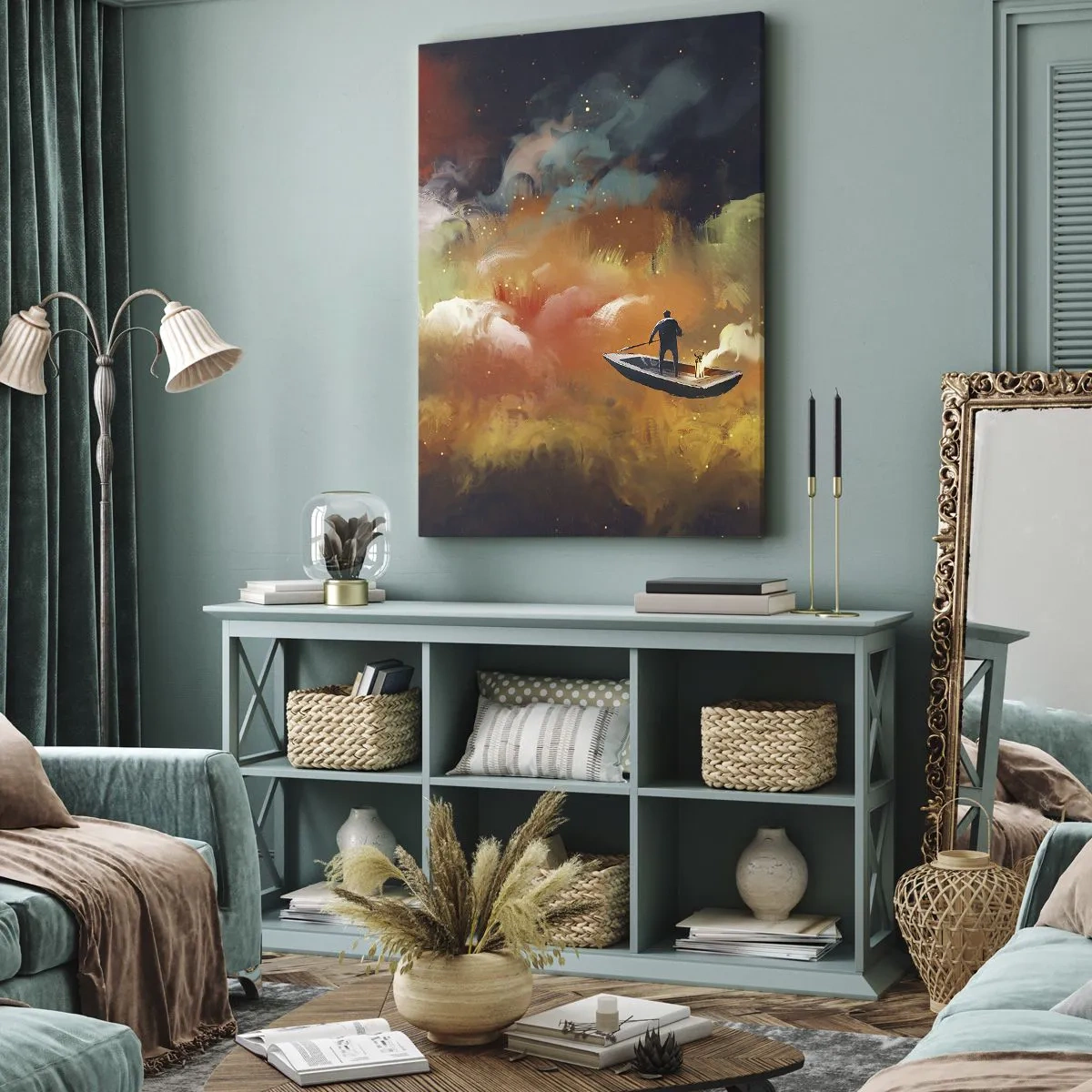 Canvas picture - Through the Galaxy in a Boat - 50x70 cm