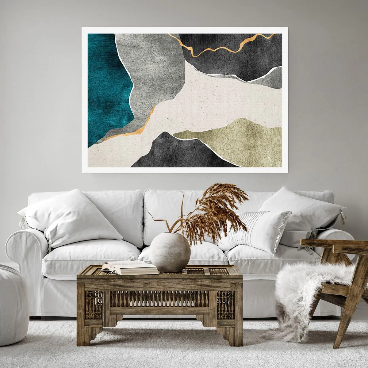 Poster - Mosaic Composition with a Gold Thread - 40x30 cm